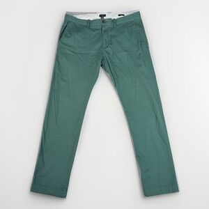 J. Crew Flex Pants Mens 34X30 Cotton Stretch Slim Fit Green Chino Spring Preppy
